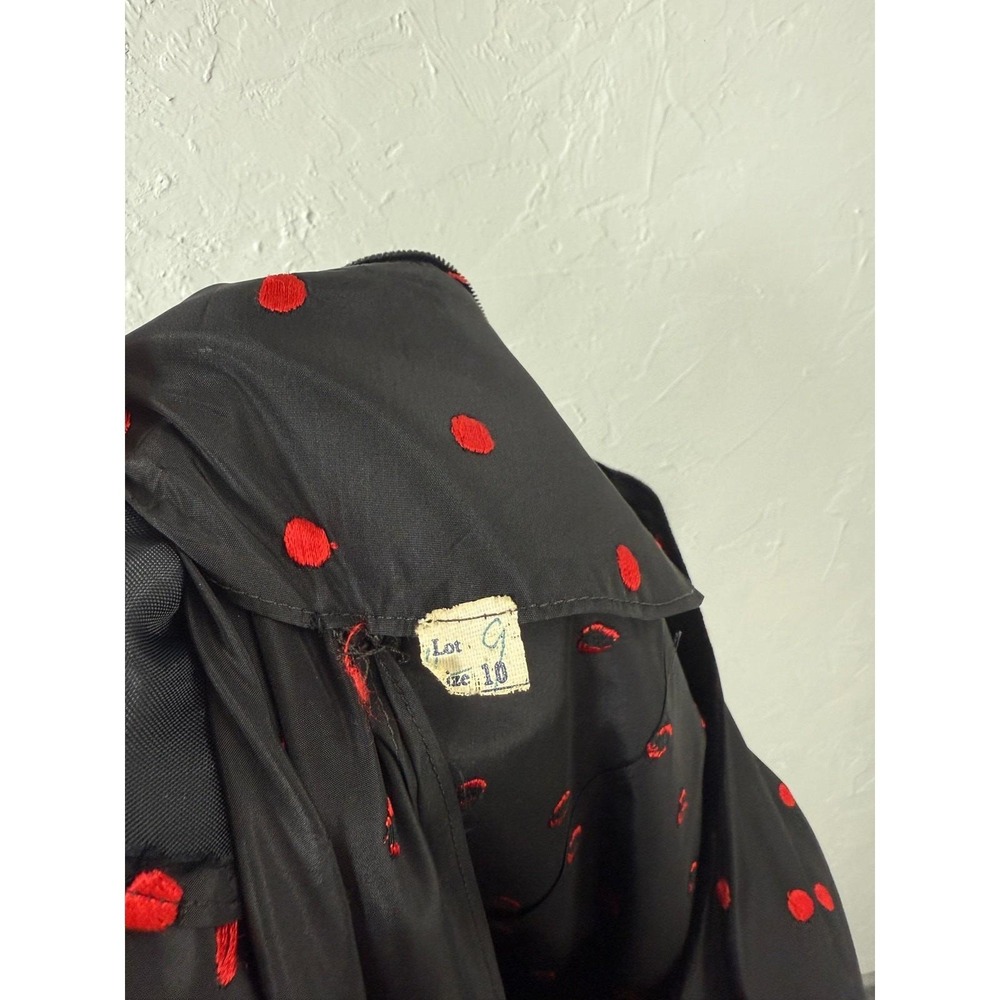 Vintage 50s Party Dress 10 Acetate Polka Dot Side Metal Zip Formal Evening TT9 - Picture 8 of 8